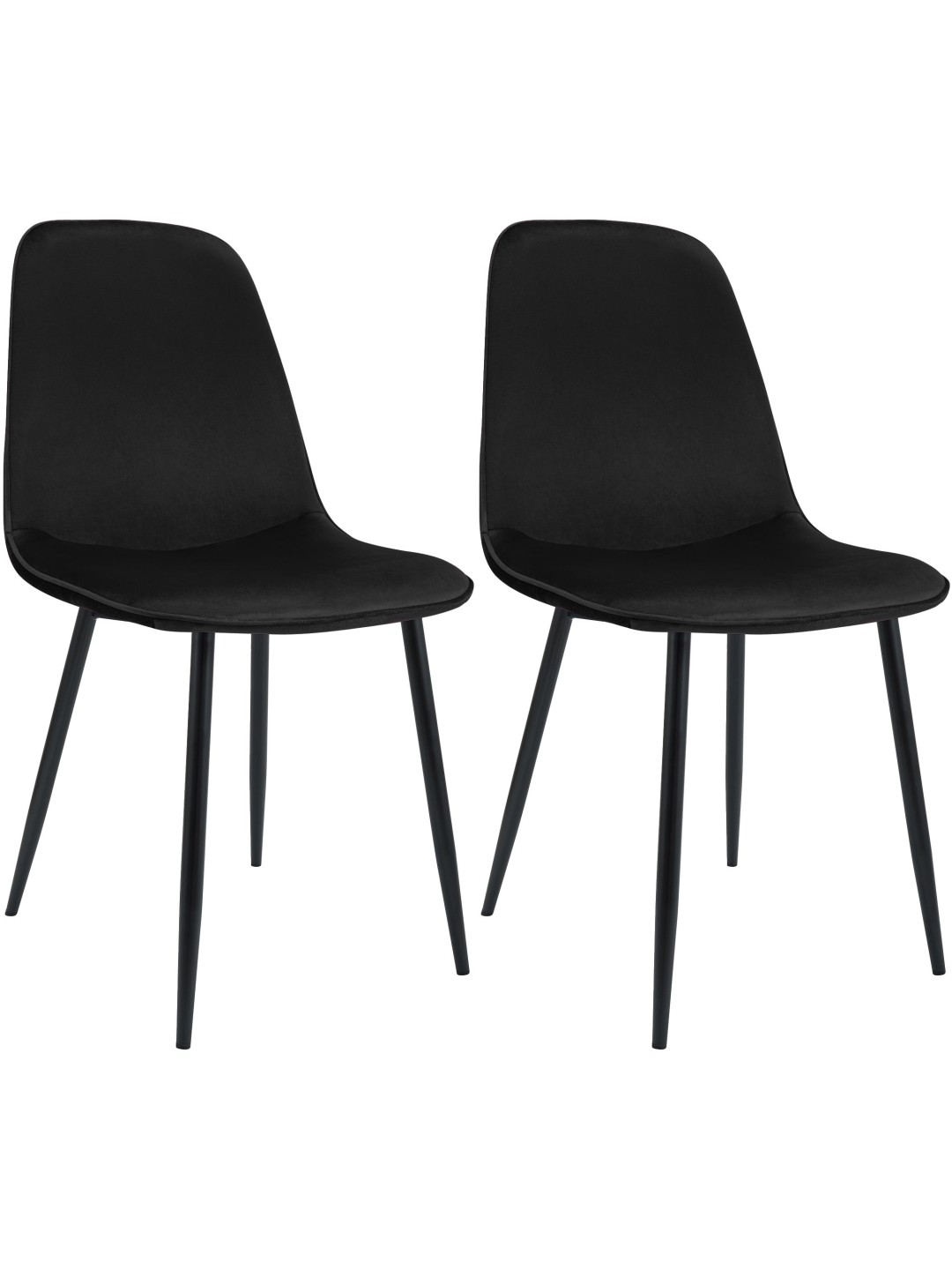 Lot de 2 chaises de salle à manger en velours Maryam, noir