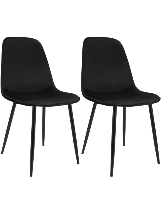 Lot de 2 chaises de salle à manger en velours Maryam, noir