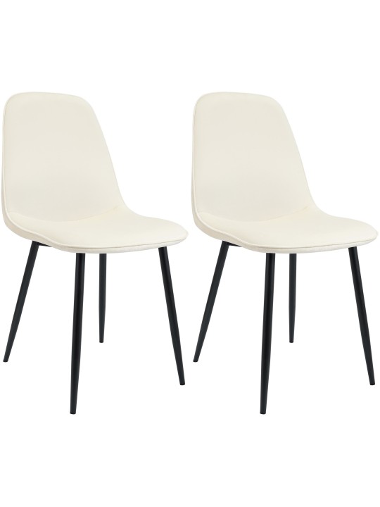 Lot de 2 chaises de salle à manger en velours Maryam, crème