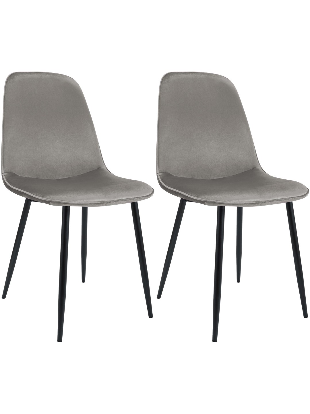 Lot de 2 chaises de salle à manger en velours Maryam, gris clair