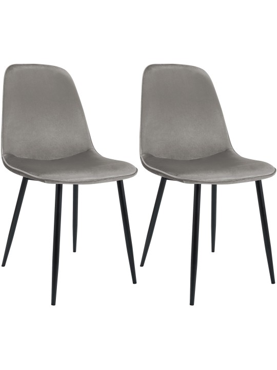 Lot de 2 chaises de salle à manger en velours Maryam, gris clair