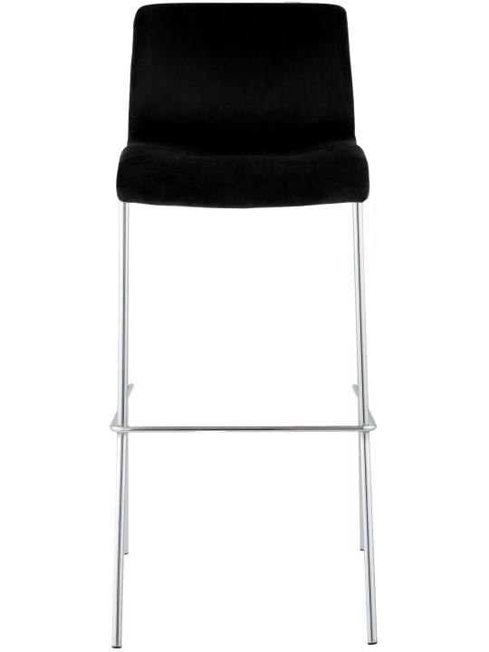 Tabouret de bar Hoover velours 4 pieds chrome, noir Tabouret de bar Hoover velours 4 pieds chrome, noir