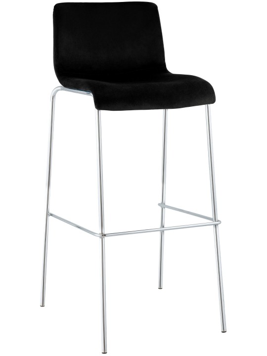 Tabouret de bar Hoover velours 4 pieds chrome, noir Tabouret de bar Hoover velours 4 pieds chrome, noir