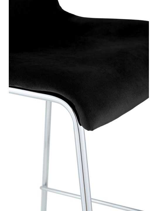 Tabouret de bar Hoover velours 4 pieds chrome, noir Tabouret de bar Hoover velours 4 pieds chrome, noir