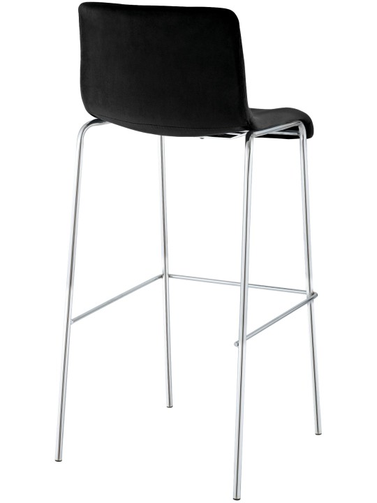 Tabouret de bar Hoover velours 4 pieds chrome, noir Tabouret de bar Hoover velours 4 pieds chrome, noir