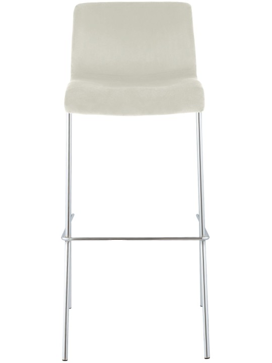 Tabouret de bar Hoover velours 4 pieds chrome, crème