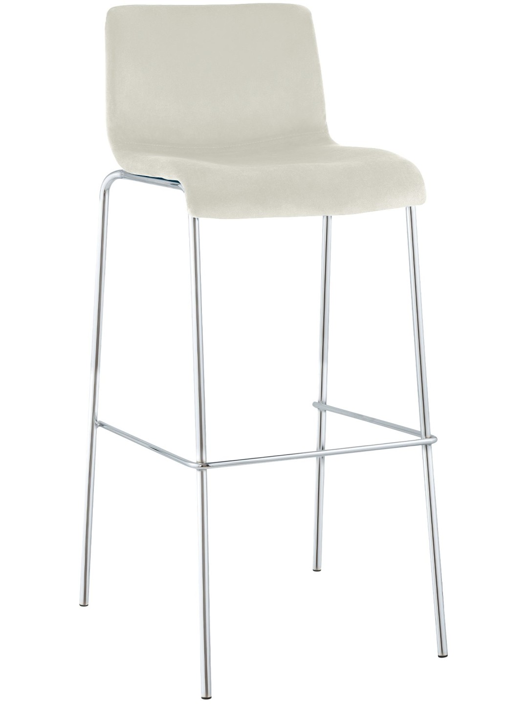 Tabouret de bar Hoover velours 4 pieds chrome, crème