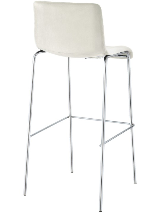 Tabouret de bar Hoover velours 4 pieds chrome, crème