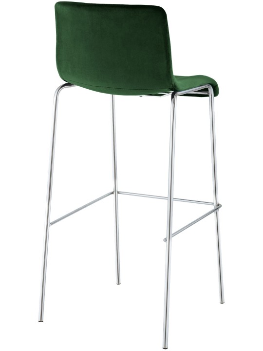 Tabouret de bar Hoover velours 4 pieds chrome, vert Tabouret de bar Hoover velours 4 pieds chrome, vert