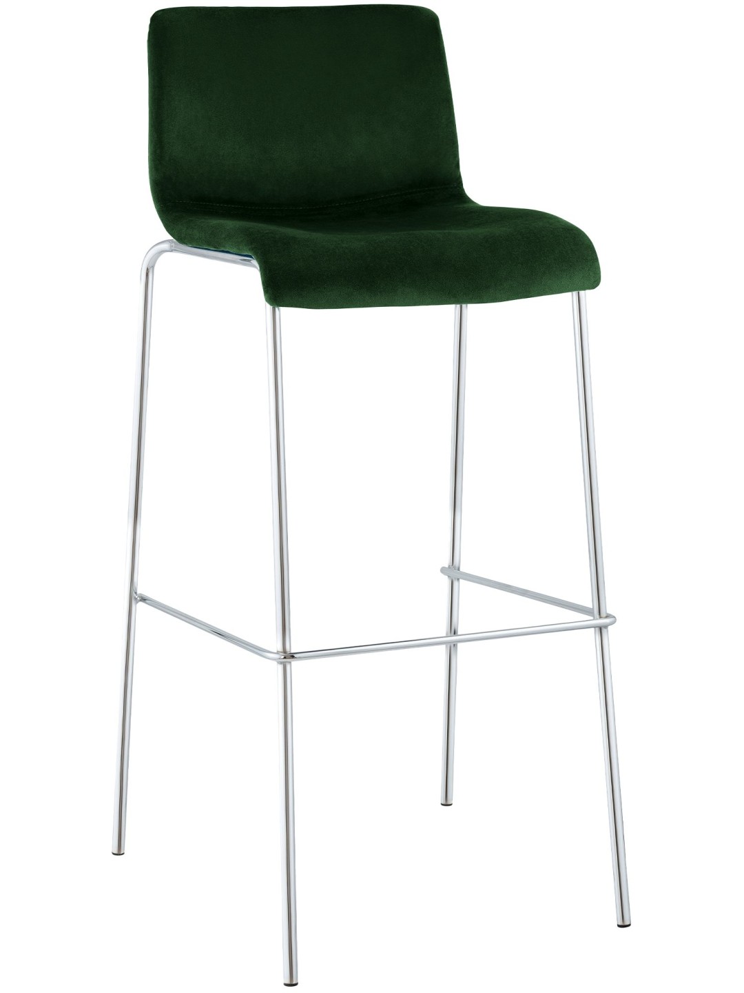 Tabouret de bar Hoover velours 4 pieds chrome, vert