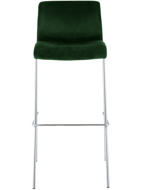 Tabouret de bar Hoover velours 4 pieds chrome, vert Tabouret de bar Hoover velours 4 pieds chrome, vert