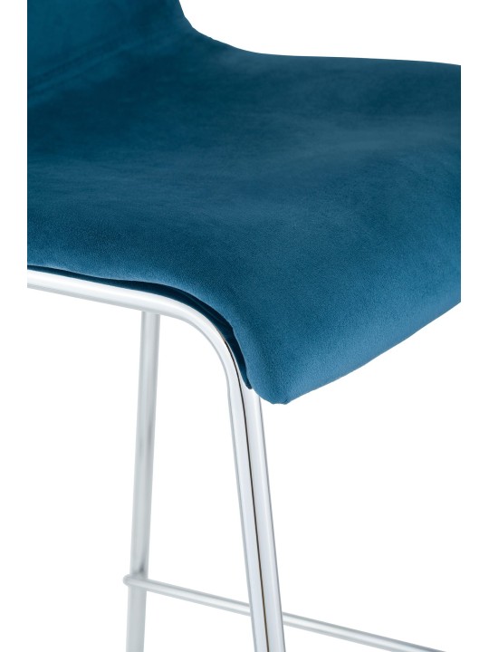 Tabouret de bar Hoover velours 4 pieds chrome, bleu Tabouret de bar Hoover velours 4 pieds chrome, bleu