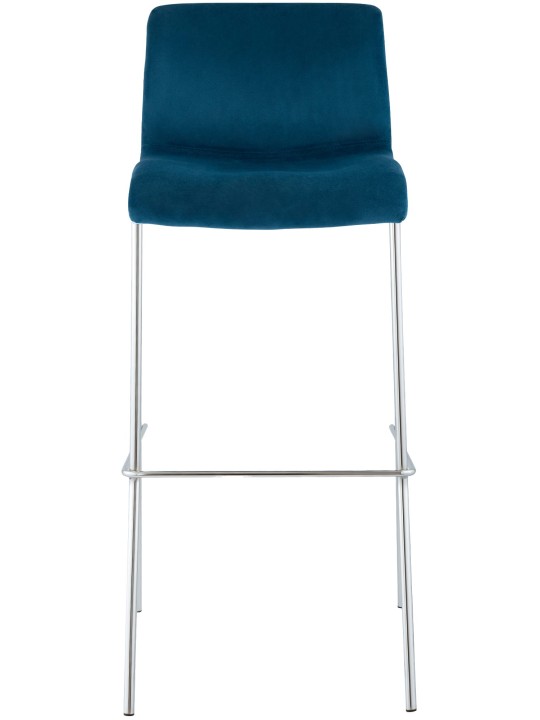 Tabouret de bar Hoover velours 4 pieds chrome, bleu Tabouret de bar Hoover velours 4 pieds chrome, bleu