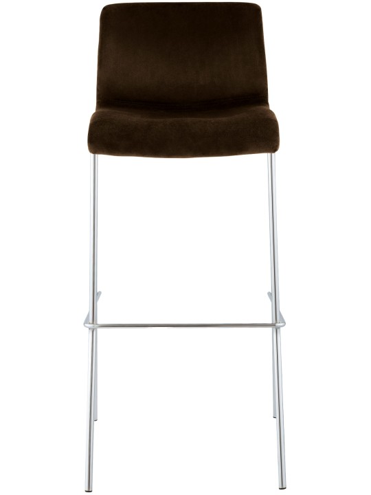 Tabouret de bar Hoover velours 4 pieds chrome, brun Tabouret de bar Hoover velours 4 pieds chrome, brun