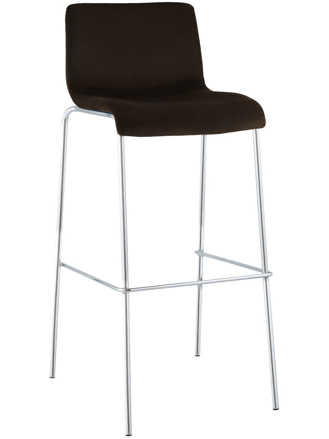 Tabouret de bar Hoover velours 4 pieds chrome, brun