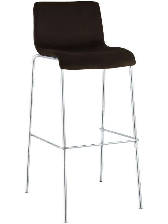 Tabouret de bar Hoover velours 4 pieds chrome, brun Tabouret de bar Hoover velours 4 pieds chrome, brun