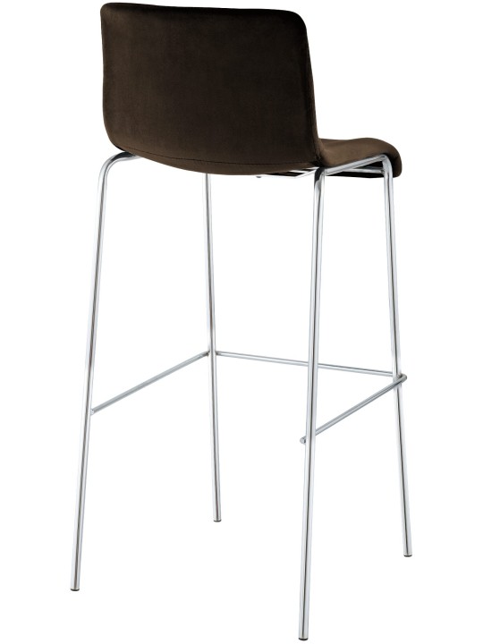 Tabouret de bar Hoover velours 4 pieds chrome, brun Tabouret de bar Hoover velours 4 pieds chrome, brun