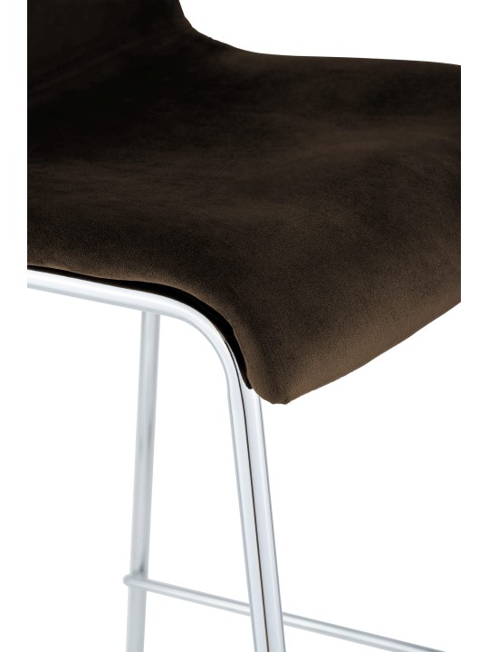 Tabouret de bar Hoover velours 4 pieds chrome, brun Tabouret de bar Hoover velours 4 pieds chrome, brun