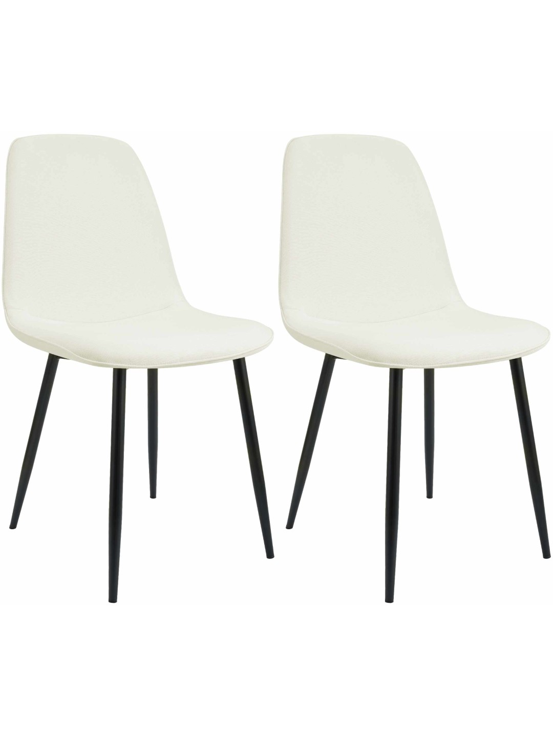 Lot de 2 chaises de salle à manger Maryam tissu, crème