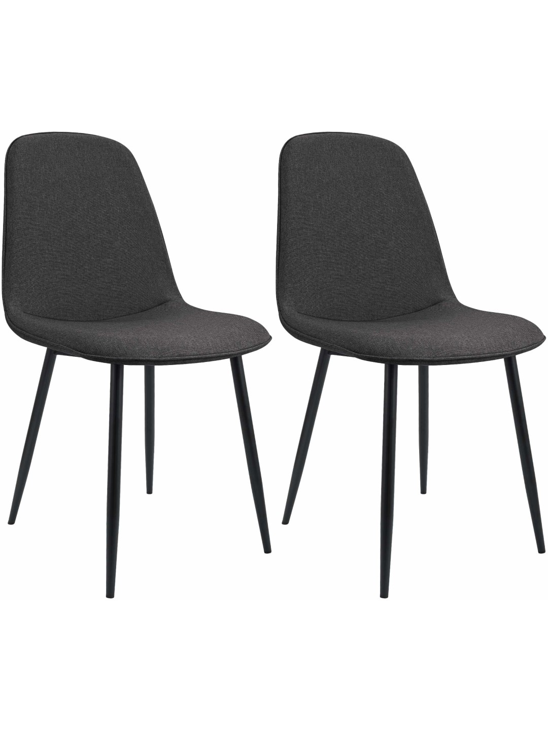 Lot de 2 chaises de salle à manger Maryam tissu, gris foncé