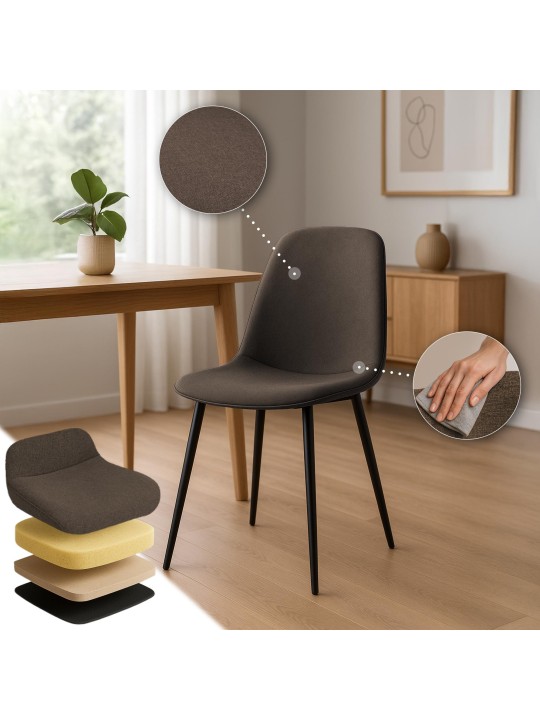 Lot de 2 chaises de salle à manger Maryam tissu, brun Lot de 2 chaises de salle à manger Maryam tissu, brun