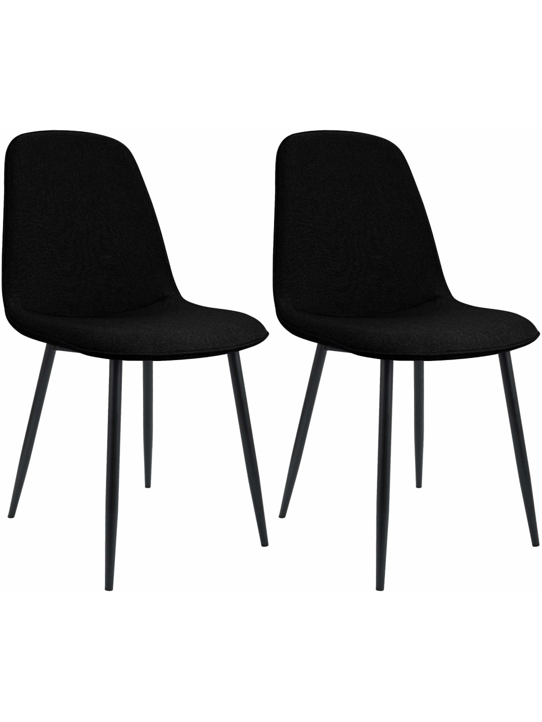 Lot de 2 chaises de salle à manger Maryam tissu, noir
