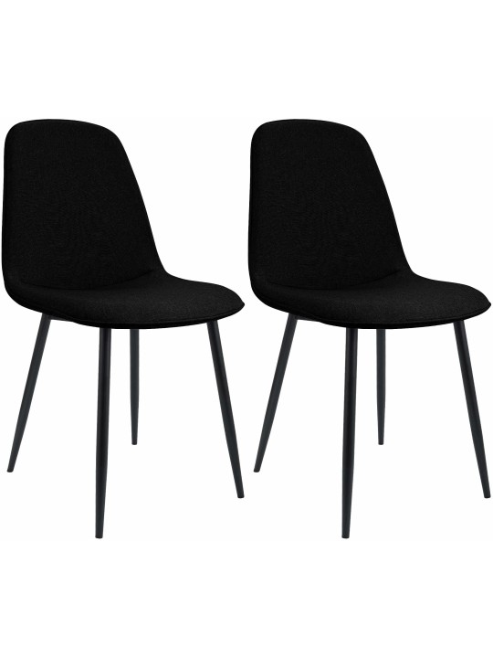 Lot de 2 chaises de salle à manger Maryam tissu, noir Lot de 2 chaises de salle à manger Maryam tissu, noir