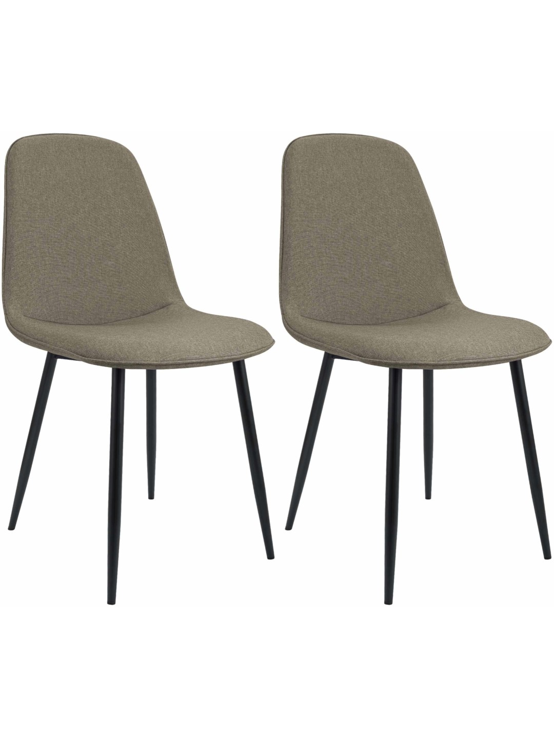 Lot de 2 chaises de salle à manger Maryam tissu, taupe