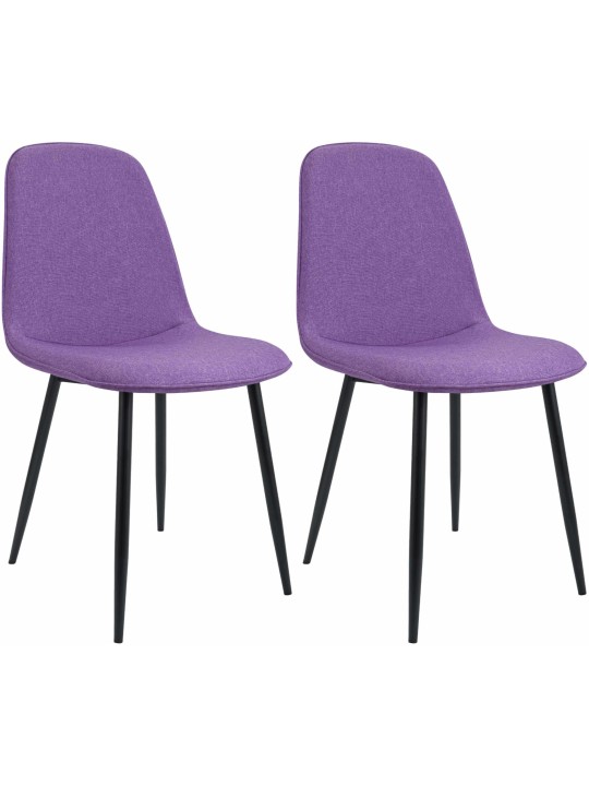 Lot de 2 chaises de salle à manger Maryam tissu, lilas