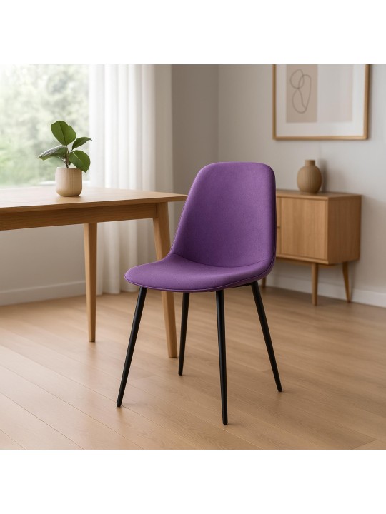 Lot de 2 chaises de salle à manger Maryam tissu, lilas