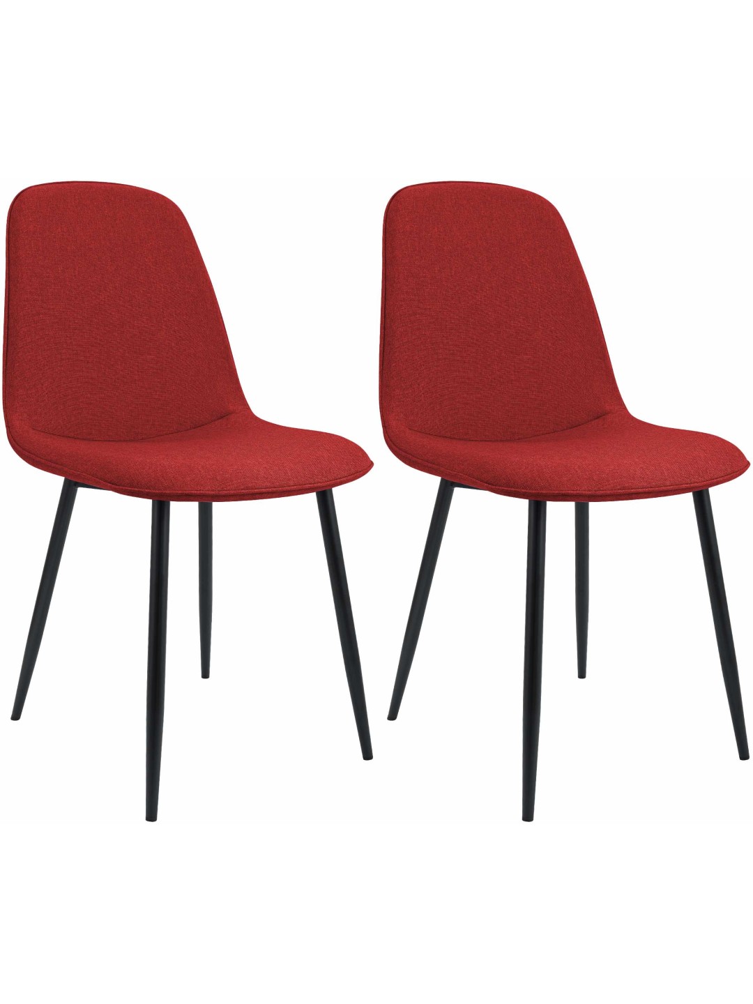 Lot de 2 chaises de salle à manger Maryam tissu, rouge