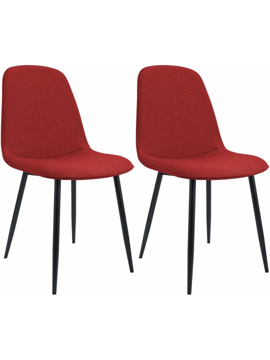 Lot de 2 chaises de salle à manger Maryam tissu, rouge Lot de 2 chaises de salle à manger Maryam tissu, rouge
