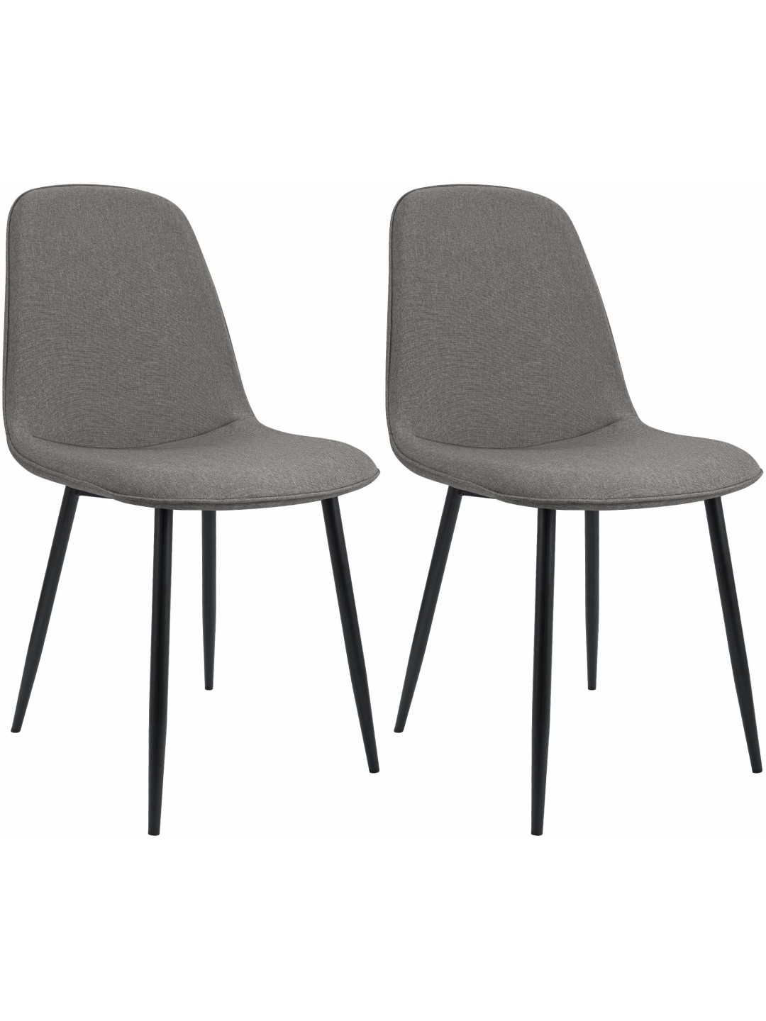 Lot de 2 chaises de salle à manger Maryam tissu, gris clair