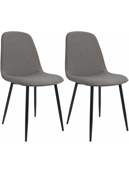 Lot de 2 chaises de salle à manger Maryam tissu, gris clair