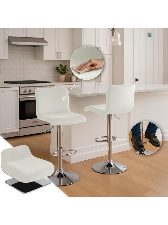 Tabouret de bar Hoover velours C, crème