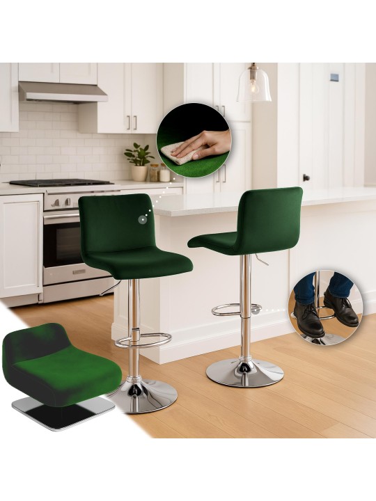 Tabouret de bar Hoover velours C, vert