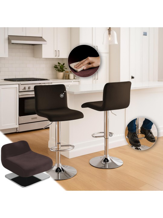 Tabouret de bar Hoover velours C, brun