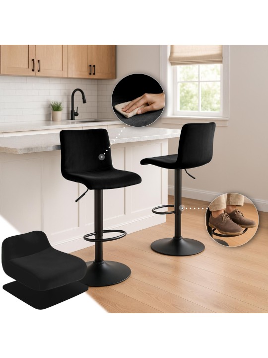 Tabouret de bar Hoover velours B, noir Tabouret de bar Hoover velours B, noir
