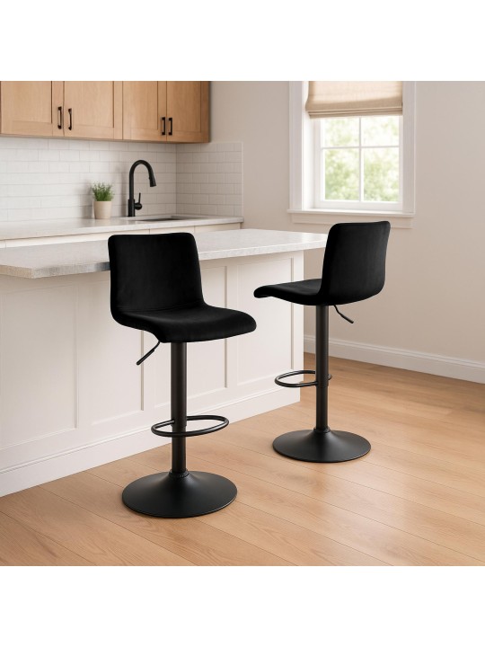 Tabouret de bar Hoover velours B, noir Tabouret de bar Hoover velours B, noir