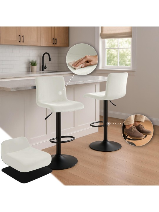 Tabouret de bar Hoover velours B, crème Tabouret de bar Hoover velours B, crème