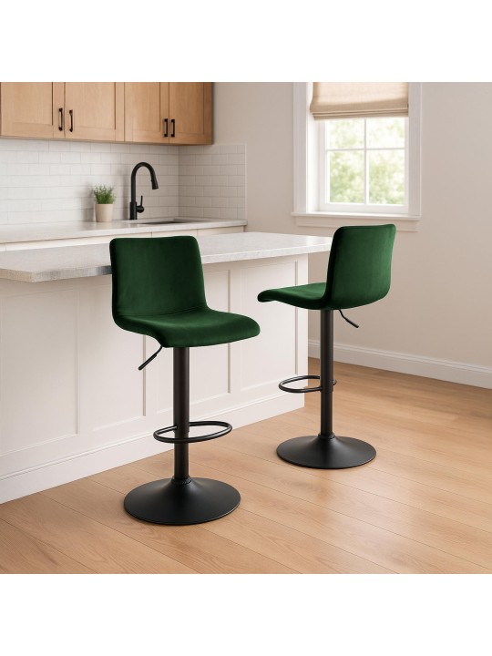 Tabouret de bar Hoover velours B, vert