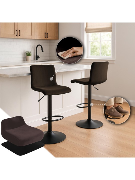 Tabouret de bar Hoover velours B, brun