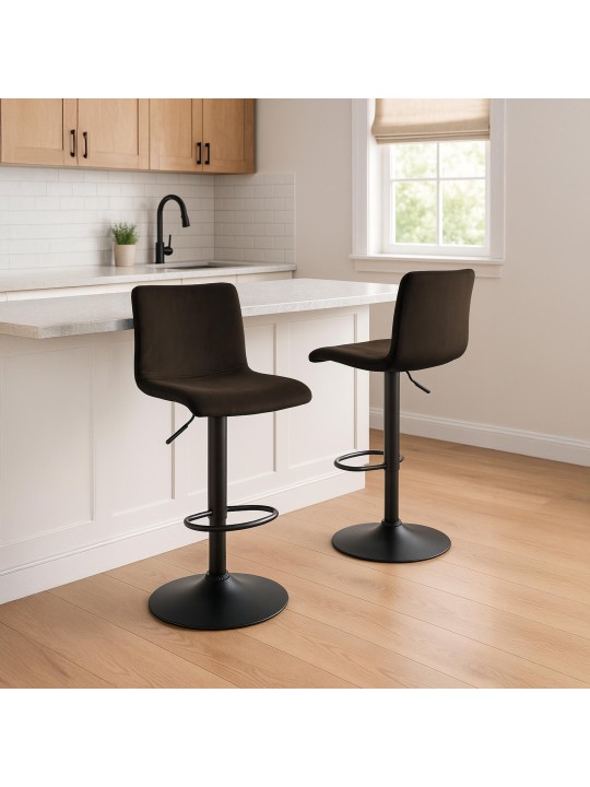 Tabouret de bar Hoover velours B, brun