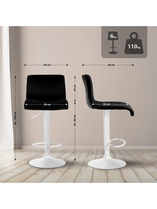 Tabouret de bar Hoover velours W, noir