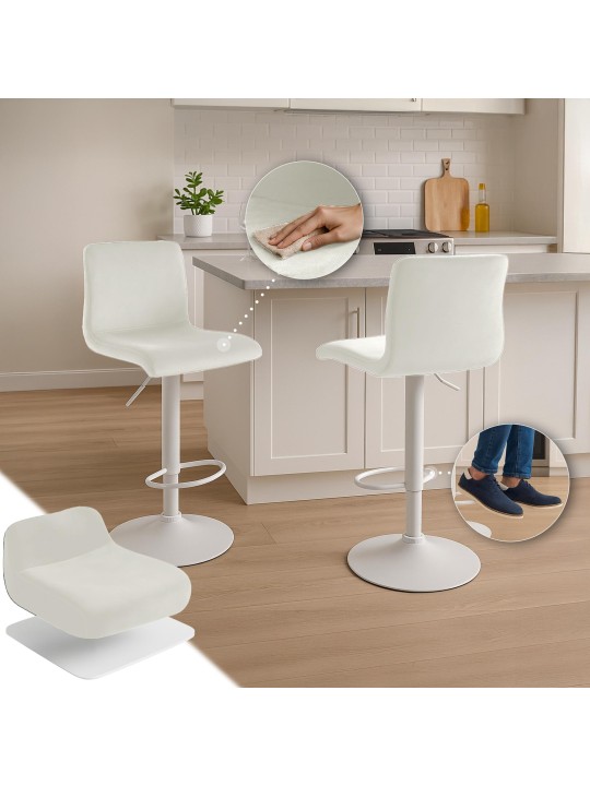 Tabouret de bar Hoover velours W, crème