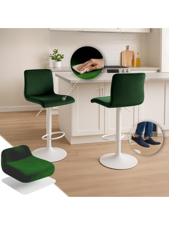 Tabouret de bar Hoover velours W, vert