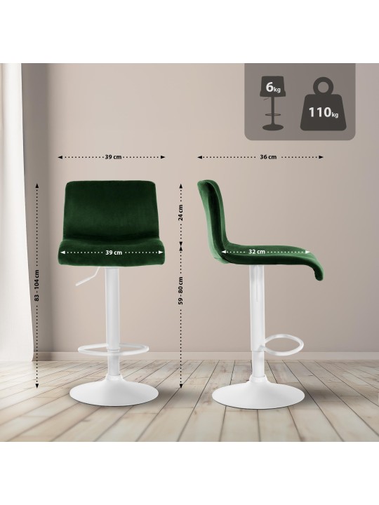 Tabouret de bar Hoover velours W, vert