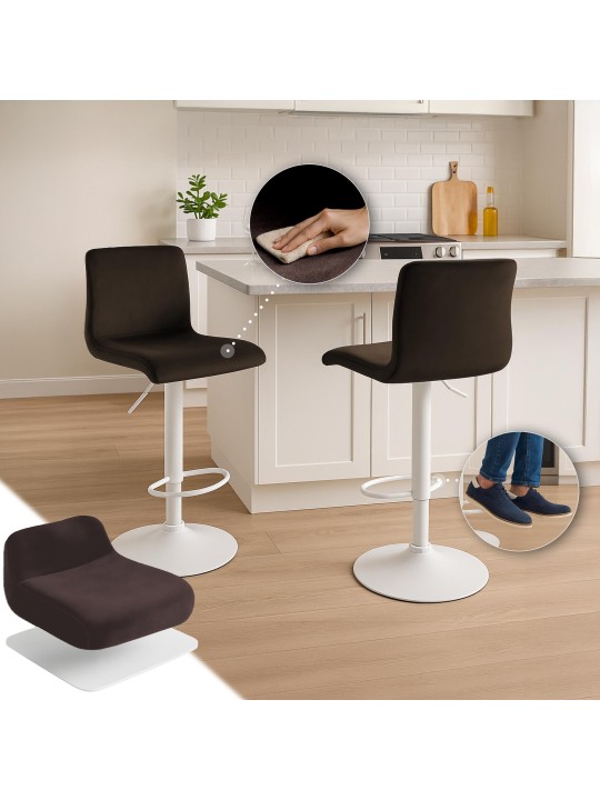 Tabouret de bar Hoover velours W, brun