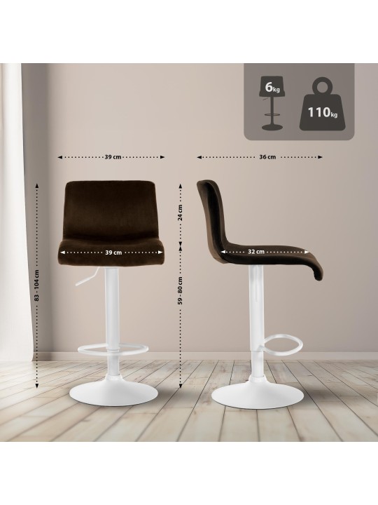 Tabouret de bar Hoover velours W, brun