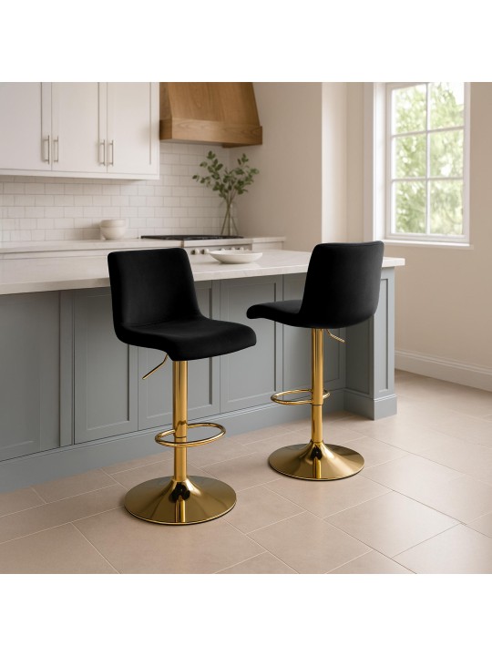 Tabouret de bar Hoover velours G, noir
